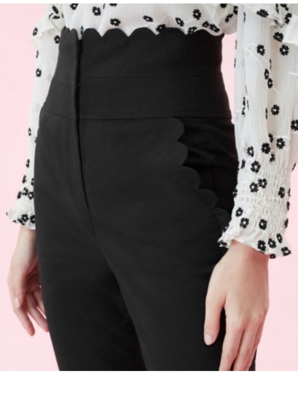 Rebecca Taylor Scallop-Edge Suit Pants Black Size 2 Office Coquette Balletcore